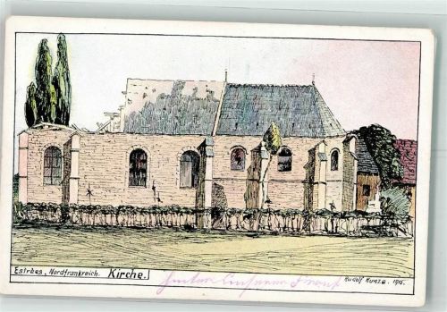 Estrees sign. Kunze, R. Kirche Feldpostkarte