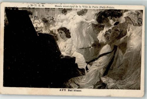 1907 Emanzipation Frauen beim Tanz Klavier Gemälde Avy Bal blanc