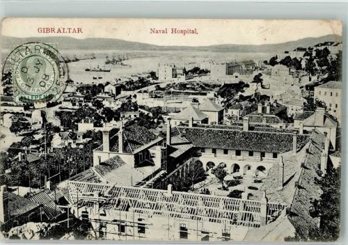 Gibraltar 1908 - Krankenhaus Naval Hospital Briefmarke Bidlseite