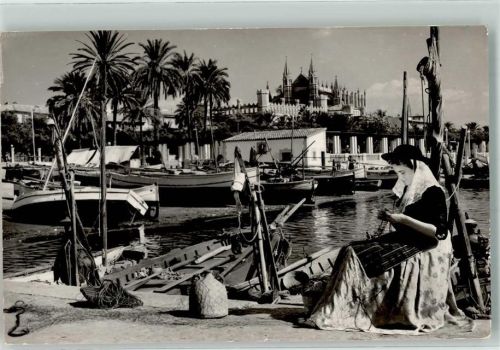 Palma 1958 Hafen Tracht Kathedrale Kirche