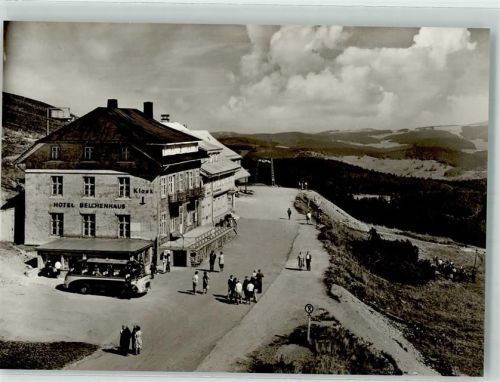 Belchen Omnibus vor dem Hotel Gasthaus Belchenhaus Hüttenstempel Belchenhaus