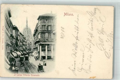 Milano 1898 Pferdestraßenbahn Corso Vittorio Emanuele