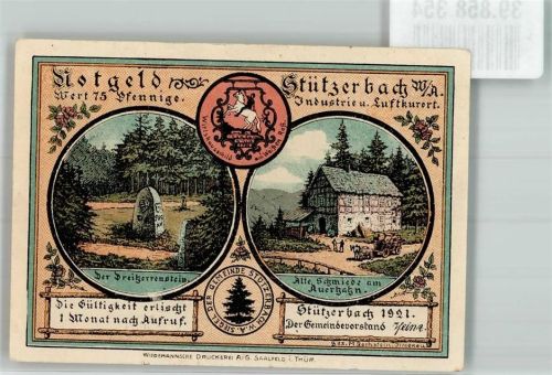 Stützerbach 1921 75 Pfennig