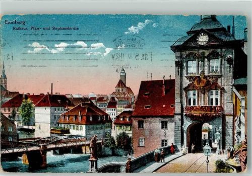 Bamberg 1917 Rathaus Stephanskirche Feldpost