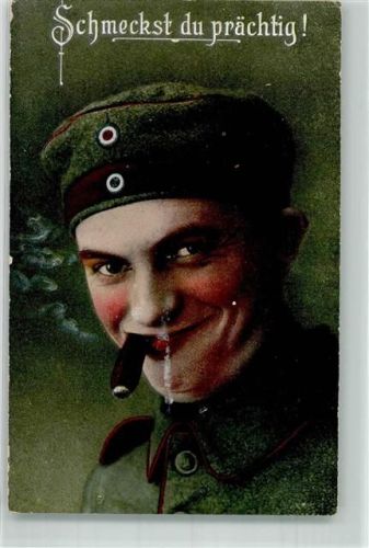 Landser in Uniform mit einer dicken Zigarre im Mundwinkel R & K.L Serie 2608/5