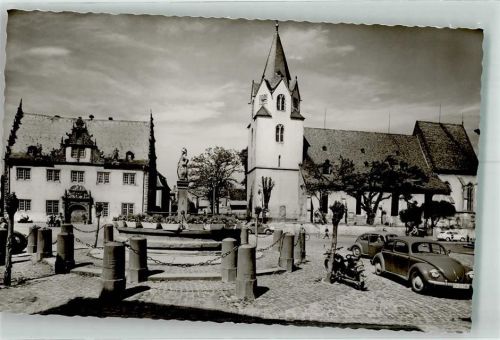 Groß-Umstadt Rathaus Ev. Kirche VW Käfer Motorroller