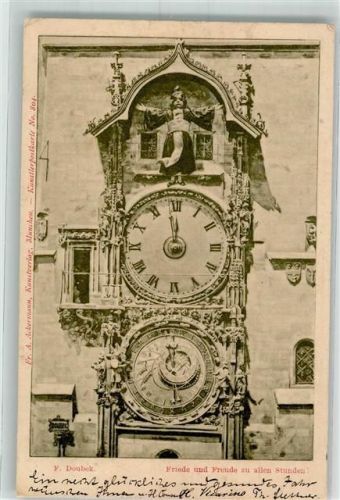 1899 sign. Doubek F. Uhr Friede u. Freude F.A. Ackermann`s Kunstverlag Nr. 804