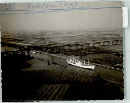 Rendsburg Fliegeraufnahme Nord-Ostsee-Kanal Ort handschrfitlich Foto Original aus Archiv eines Ansichtskartenverlags