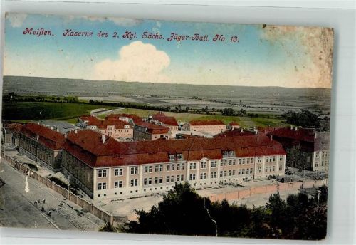 Meißen 1915 Kaserne 2. Kgl. Sächs. Jäger Batl. Nr. 13 Feldpost WK I