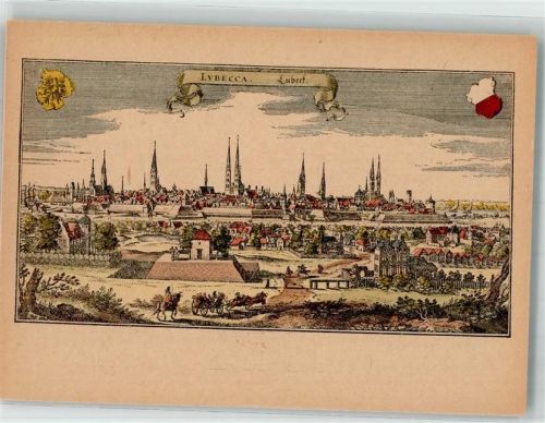 Lübeck Stadtansicht von 1653 Stich von Merian