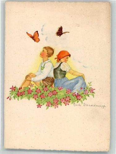 Korn Künstlerkarte Nr. 877 sign. Wasserkampf Kinderpoesie