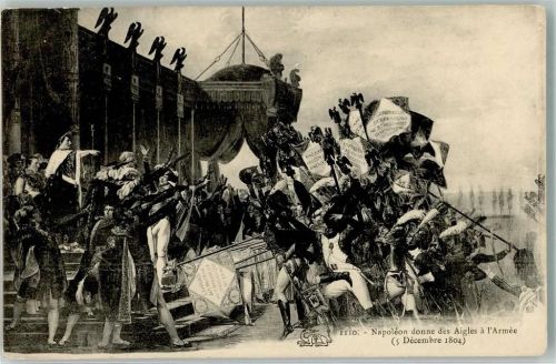 1908 Die Soldaten senken die Regimentsfahnen vor dem Kaiser im Jahre 1804