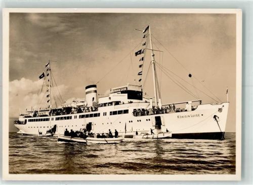 Königin Luise + Bordstempel 1. Aug. 1937 Ausschiffen HAPAG Foto AK