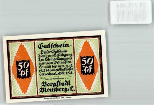 Blomberg 1921 50 Pfennig Gutschein