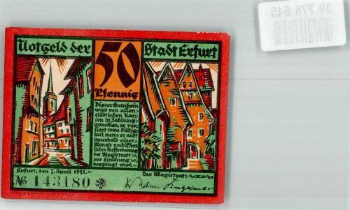 Erfurt 1921 50 Pfennig No. 143180