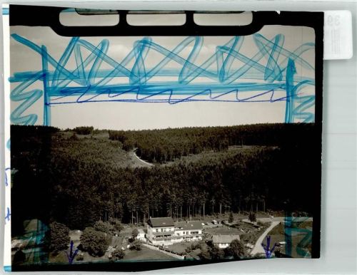 Hohenthan Fliegeraufnahme Foto Original aus Archiv eines Ansichtskartenverlags Ort handschriftlich Farbmarkierung im Bild