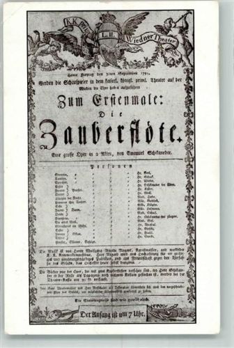 Die Zauberflöte Aufführung am Wiedner Theater Werbung