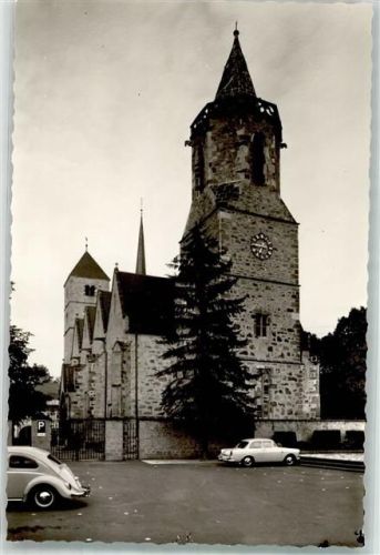 Sobernheim Kirche Auto VW Käfer Ort handschriftlich Foto Original aus Archiv eines Ansichtskartenverlags