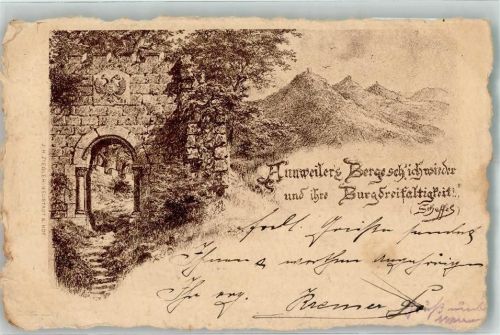 76855 W6747 Annweiler am Trifels 1899 Lithographie / Künstlerkarte Burg Dreifaltigkeit Postkarte D.R.G.M 105180