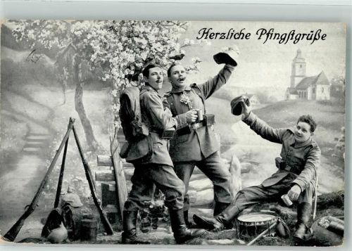 Landser senden herzliche Pfingstgrüße Fotostudioaufnahme M.B.L. 51 Feldpost V. Reservekorps