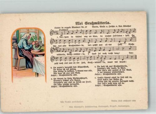 Text und Melodie des Liedes Mei Grußmütterla von Anton Günther