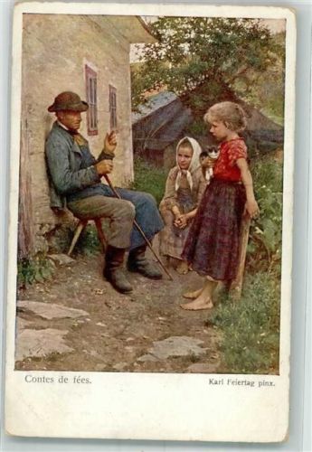 1926 Kinder Barfuß Katze , Contes de fees Wiener Kunst Nr. 1092