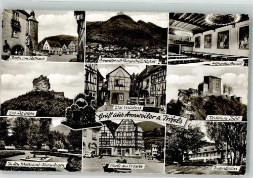 Annweiler 1965 Rathaus Asselstein Burg Dreifaltigkeit Jugendheim Marktplatz Mühle