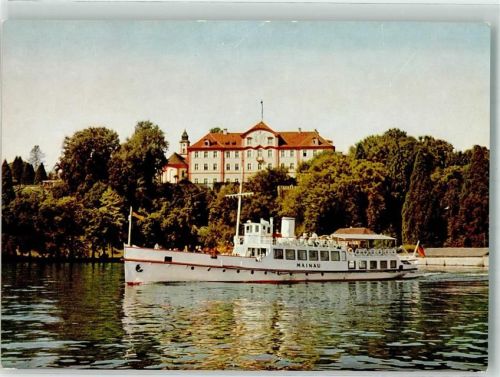 Insel Mainau MS Mainau Deutschordensschloss u. Kirche vom See gesehen