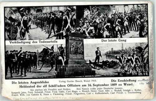 46483 W4230 Wesel a Rhein 1915 Gebrauchsspuren Heldentod der 11 Schill´schen Offiziere 1809