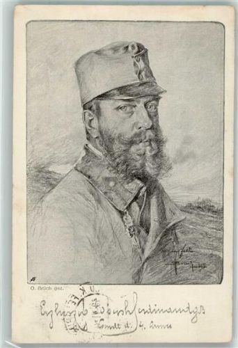 1915 sign. Brüch Ein älterer Soldat der 4. Armee in Uniform mit Vollbart KuK Feldpost WK I XIV. Korpskommando