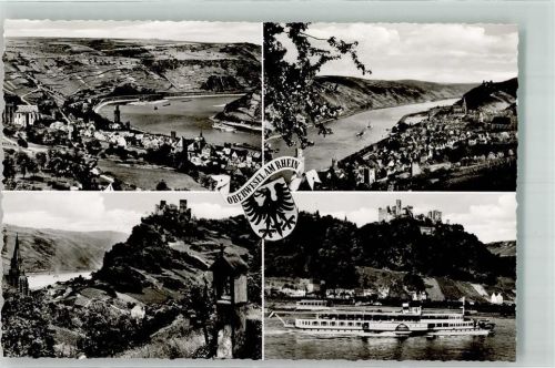 Oberwesel mit Rheinschifffahrt Liebfrauenkirche und der Schönburg Sühwold-Verlag Nr. W12