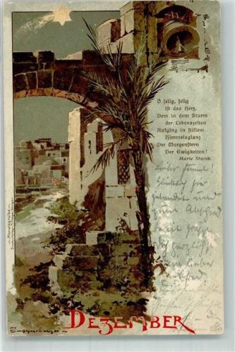 1903 Monats AK Dezember Palme Glocke