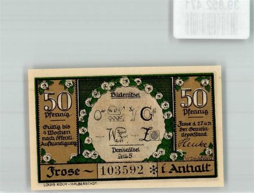 Frose 1921 50 Pfennig Nr. 103592 Bilderrätsel