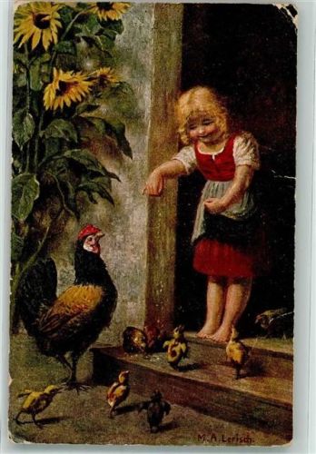 Kind Sonnenblumen sign. Lerisch M.A. EMM Nr.381