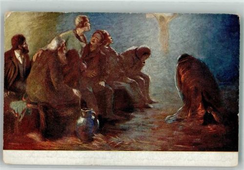 Letzte Nacht von Jesus sign. Kamaromi-Kacz Ungarische Kunst Karte Nr. 748