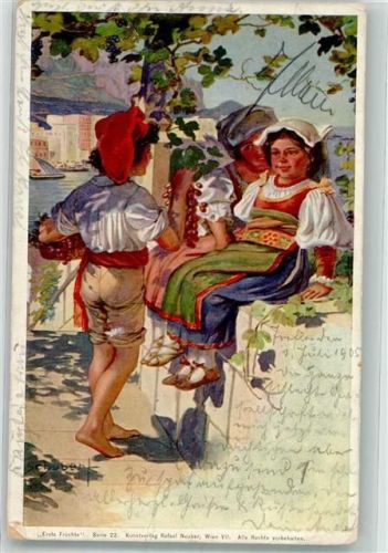 1905 Kinder Tracht Verlag Neuber Serie 22 Erste Früchte