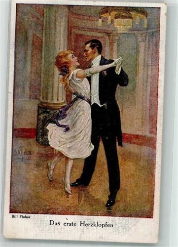 1914 sign. Fisher Bill Das erste Herzklopfen Galerie Münchner Meister Nr. 427