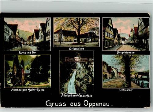 77728 W7603 Oppenau 1913 - Kirchenplatz Allerheiligen Kloster und Wasserfälle Unterstadt Hauptstraße Fotograf Ludwig Roth