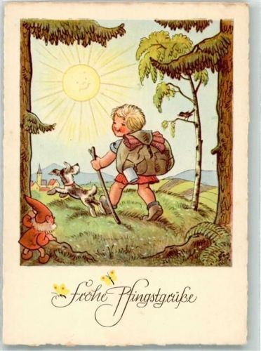 sign. Ernst Fang Zwerg Kind Hund Verlag Hans Glogner Nr. 4501