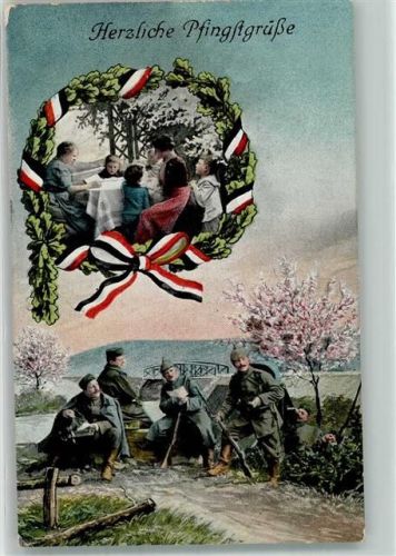 WK I Familie Soldaten Feld-Postamt Art. Res. Korps Bay. Res. -Fussart. -Rgts. Nr. 1 5. Batterie Pfingsten 1915