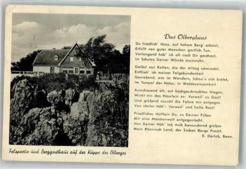 Königswinter 1952 Gasthaus Ölberghaus Gedicht Notopfermarke Berlin