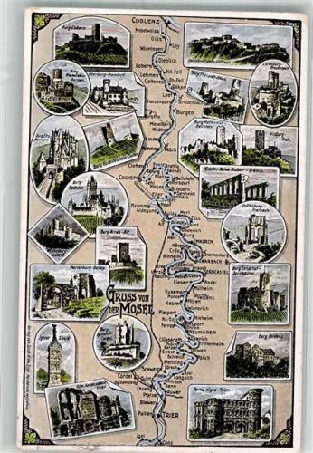 Cochem Schloss Burg Porta Nigra Denkmal Mosel von Trier bis Koblenz Ort lt. Stempel
