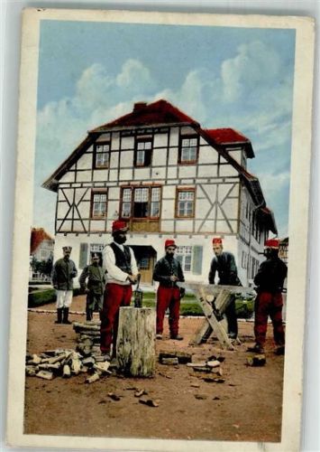 Grafenwöhr Gefangene Franzosen bei Holzarbeiten unter Bewachung von Landsturmsoldaten Ort lt. Fotograf Spahn