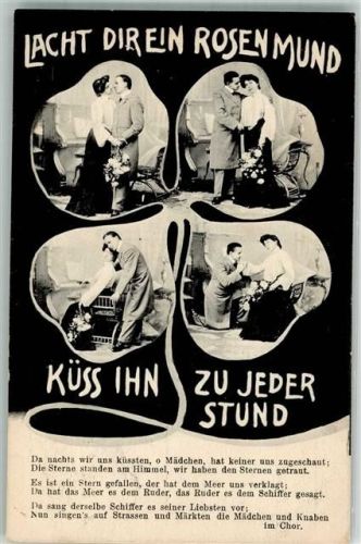1906 Frau Paar Lacht Dir ein Rosenmund