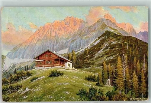 Urnau sign. ReschreiterHochlandhütte gegen Wörner Ort lt. Stempel