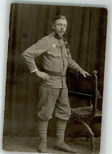 Wimsbach 1917 Landser in Uniform im Fotostudio WK I Zensurstempel Ort handschriftlich