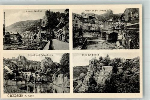 Idar-Oberstein Schloss u. Felsenkirche Unterer Stadtteil Foto Original aus Archiv eines Ansichtskartenverlags