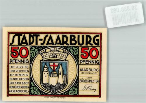 Saarburg 50 Pfennig Gutschein