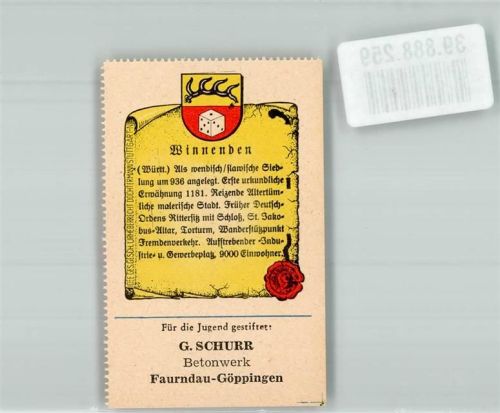 Winnenden Wappensammelmarke Nr. 544 Unsere deutsche Heimat