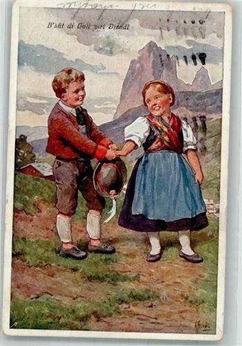 Kinderpoesie Trachten Behüt Dich Gott Verelag B.K.W.I. 567-5 Fialkowska, W. 1926 Gebrauchsspuren